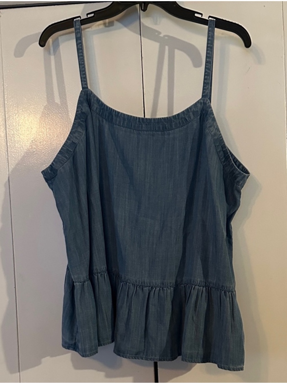 Crown & Ivy chambray peplum cami